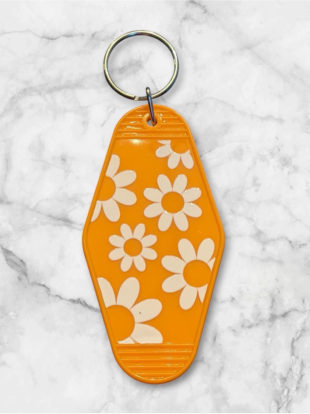Retro Daisy Orange Keychain